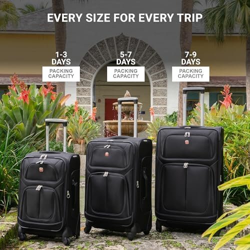 SwissGear Sion Softside Expandable Luggage, Dark Grey, Checked-Medium 25-Inch - Image 6