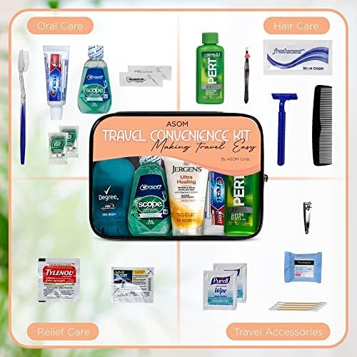 Asom Toiletry Travel Kit - 20 Piece TSA Approved Personal Care & Hygiene Essentials Set for Men & Women, Pre-Filled Convenience for Travel, Airplane Carry-On Ready - Image 9