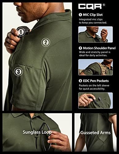 CQR Men's Polo Shirts, Tactical Short Sleeve Golf Performance Shirts, Lightweight Dry Fit UPF 50+ Pique - Image 6