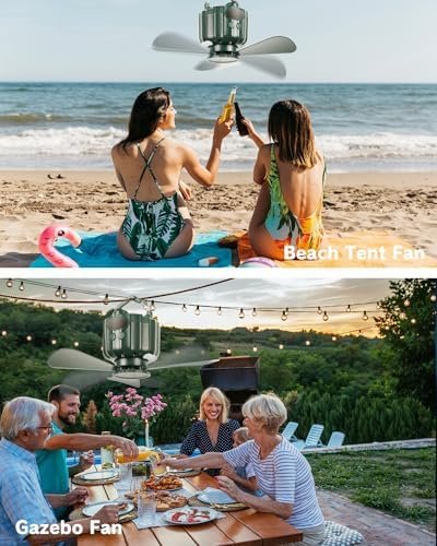 DUKUSEEK Portable Ceiling Fans with Remote Control, Power Bank, USB Battery Operated Camping Fan with Hanging Hook for Canopy Tents, Emergency Survival - Image 7