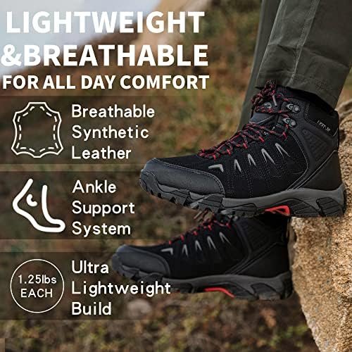 SHULOOK Men's Waterproof Hiking Boots Non-Slip Lightweight Outdoor Mid Top Ankle Boot Breathable Hiker Trekking Shoes - Image 5