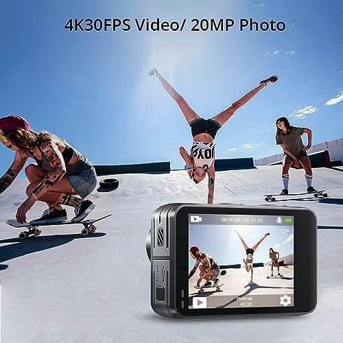 AKASO Brave 7 LE 4K30FPS 20MP WiFi Action Camera with Touch Screen EIS 2.0 Zoom Remote Control 131 Feet Underwater Camera with 2X 1350mAh Batteries Support External Microphone Vlog Camera - Image 4
