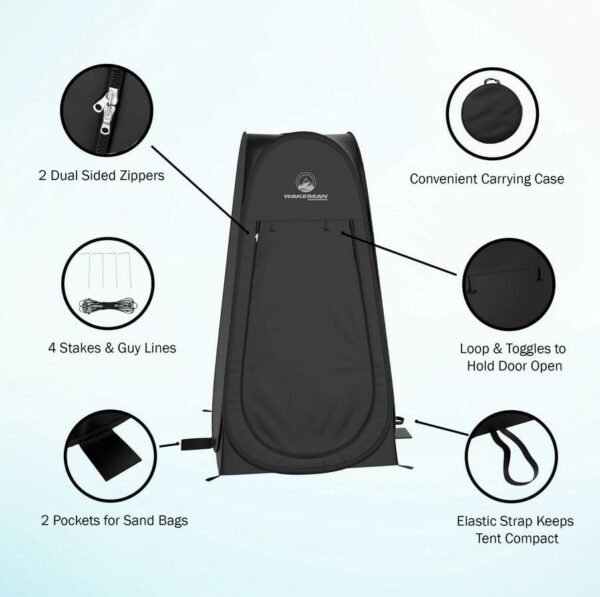 Pop Up Pod - Privacy Shower Tent, Dressing Room, or Portable Toilet Stall with Carry Bag for Camping, Beach, or Tailgate by Wakeman Outdoors - Image 8