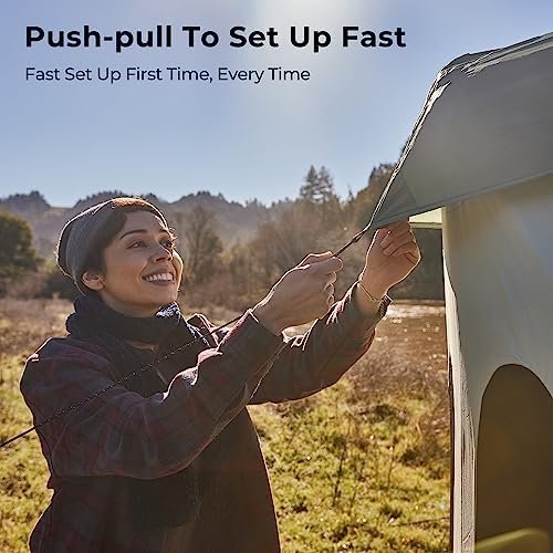 ACACIA Camping Tent, Pop Up Camping Tent with 8 Windows and Footprint, Waterproof Windproof Easy Setup Hub Tent for Family Camping, Hiking and Glamping - Image 4