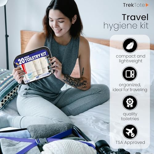 Trektote Travel Toiletry Kit For Men And Women – 20 Piece Set of Travel Size Toiletries, TSA Compliant, Travel Essentials, Includes Shampoo And Conditioner, Body Wash, Oral Care, Toiletry Bag & More - Image 5