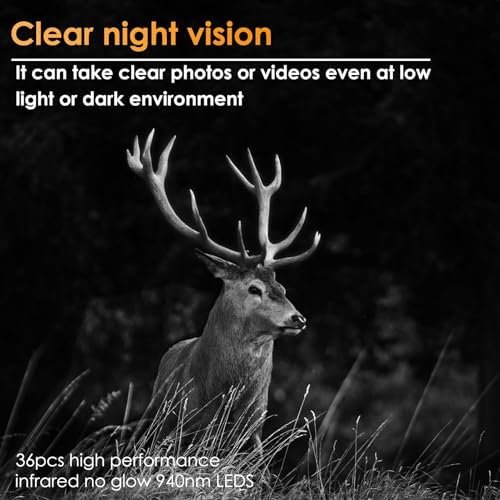 2-Pack 48MP 1296P Trail Cameras Night Vision No Glow H.264 Video Motion Activated 0.1S Trigger Time Waterproof for Outdoor Wildlife Hunting and Home Security Surveillance - Image 3
