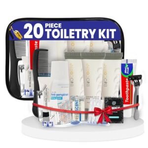Trektote Travel Toiletry Kit For Men And Women – 20 Piece Set of Travel Size Toiletries, TSA Compliant, Travel Essentials, Includes Shampoo And Conditioner, Body Wash, Oral Care, Toiletry Bag & More