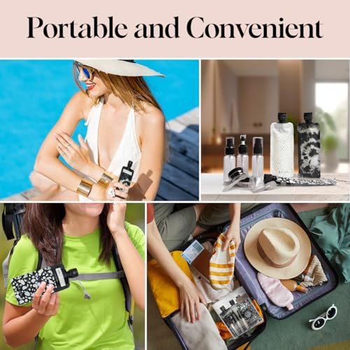 Kitsch 11 PCS Travel Bottles for Toiletries – Travel Essentials Kit for Shampoo, Conditioner, Lotion & More - TSA Approved Travel Bottles, Leak-Proof Refillable Travel Size Containers - Black & Ivory - Image 6
