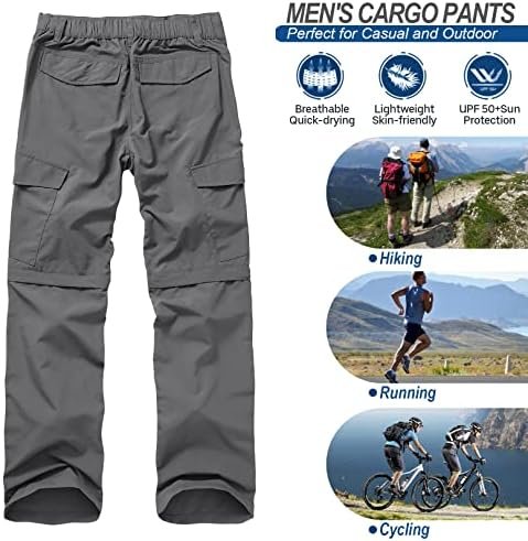 Mens Hiking Pants Quick Dry Lightweight Fishing Convertible Zip Off Safari Trousers - Image 6