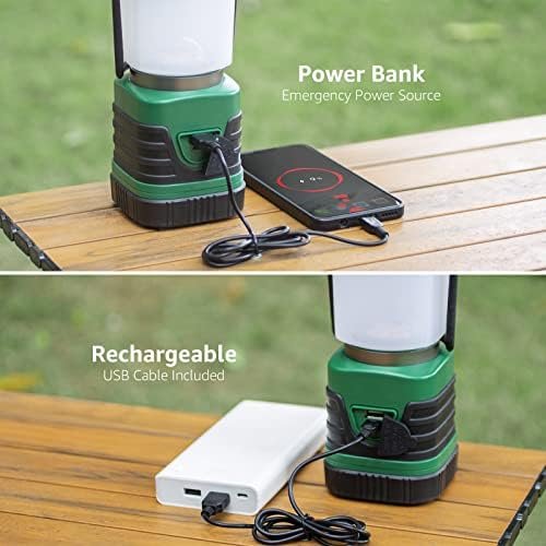 Lighting EVER 1000LM LED Camping Lantern Rechargeable, 4400mAh Power Bank, Camping Essential with 4 Light Modes, IP44 Waterproof Lantern Flashlight for Hurricane Emergency, Hiking, USB Cable Included - Image 5