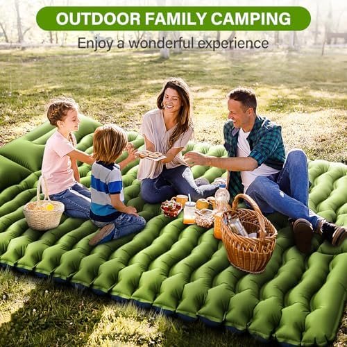 Double Sleeping Pad - Self Inflating 4" Extra-Thick for 2 Person with Pillow Built-in Foot Pump Inflatable Sleeping Mat for Backpacking, Hiking, Traveling, Tent, Portable Camping Mat - Image 8