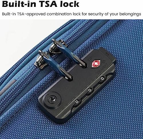 Coolife Luggage 4 Piece Set Suitcase TSA Lock Spinner Softshell lightweight (black+red) - Image 2