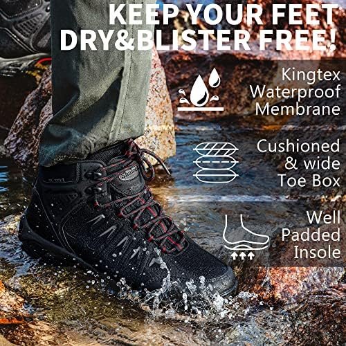 SHULOOK Men's Waterproof Hiking Boots Non-Slip Lightweight Outdoor Mid Top Ankle Boot Breathable Hiker Trekking Shoes - Image 4