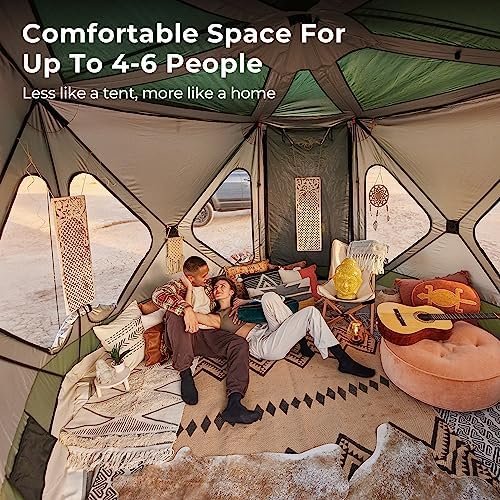 ACACIA Camping Tent, Pop Up Camping Tent with 8 Windows and Footprint, Waterproof Windproof Easy Setup Hub Tent for Family Camping, Hiking and Glamping - Image 2
