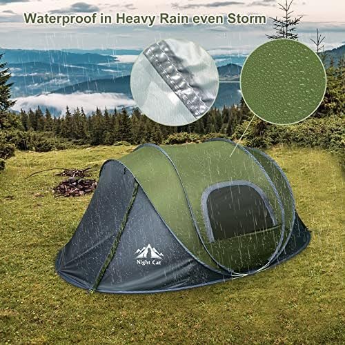 Night Cat Pop-up Camping Tent: 2 Person Tent Waterproof Instant Easy Setup Family Tent - Image 4