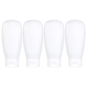 TSA Approved Travel Bottles Set for Toiletries Travel Size Containers Kit 4 Pack Portable Leak Proof Refillable Squeeze Cosmetic Airplane Essential Shampoo Hair Conditioner Body Lotion Bath Shower Gel