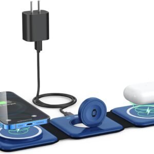 Wireless Charger 3 in 1,RTOPS Magnetic Travel Wireless Charging Station Multple Devices,GaN 3 in 1 Charging Station,Compatible for iPhone16/15/14/13/Pro/Max,iWatch,AirPods4/3/2/Pro(Adapter Includes)
