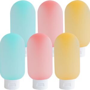 Travel Bottles for Toiletries 6 Pack, Leakproof 2 oz Tsa Approved Travel Size Containers, BPA Free Plastic Shampoo and Conditioner Bottles, Camping Travel Essentials (Multicolor - B)