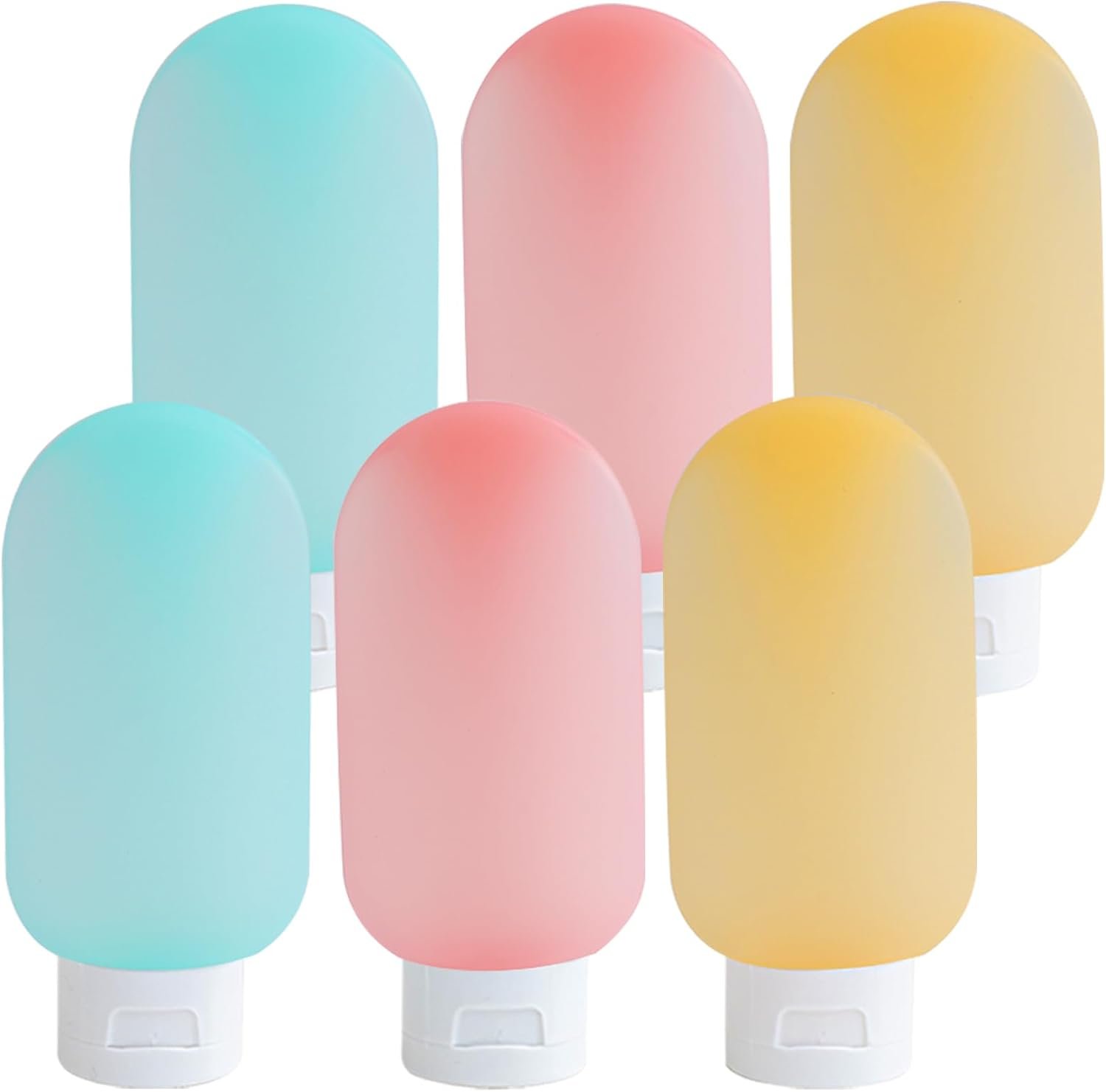 Travel Bottles for Toiletries 6 Pack, Leakproof 2 oz Tsa Approved Travel Size Containers, BPA Free Plastic Shampoo and Conditioner Bottles, Camping Travel Essentials (Multicolor - B)