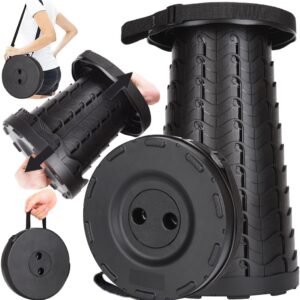 Fishboy Upgraded Collapsible Stool, 400lbs Max Weight, Lightweight But Sturdy, Portable Retractable Folding Telescoping Foldable Camping Stool for Adults Outdoor Fishing Hiking BBQ