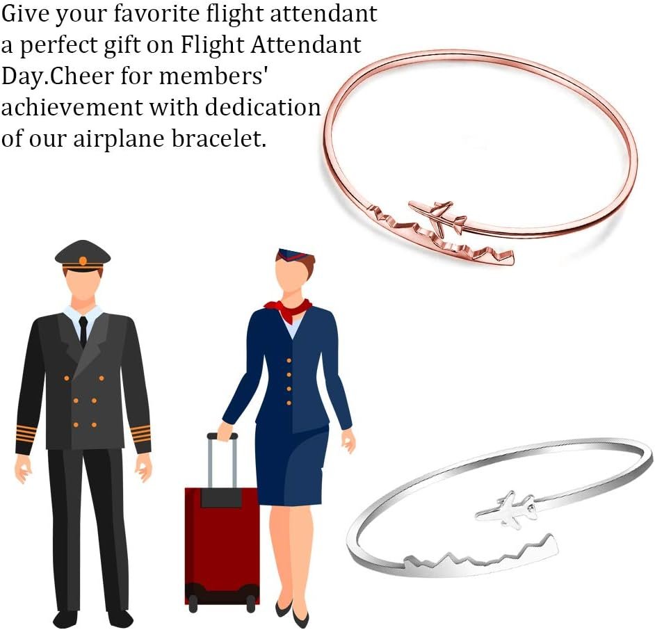 BAUNA World Travel Airplane Bracelet Pilot Gift Open Cuff Bangle Bracelet Aviation Jewelry Flight Attendant Gift - Image 5