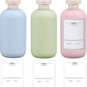 3 PACK Travel Shampoo Bottle, Empty Plastic Squeeze Bottles 6.8oz with Flip Cap, Lotion Container for Toiletries Travel Size Shampoo and Conditioner
