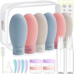 DEWSENSI 20 Pack Travel Bottles Set for Toiletries, TSA Approved Leak Proof Travel Size Containers Kit Portable Refillable Travel Accessories for Shampoo Conditioner Lotion Liquids (Multicolor A)