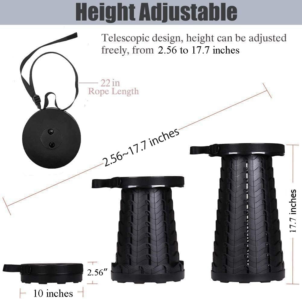 Fishboy Upgraded Collapsible Stool, 400lbs Max Weight, Lightweight But Sturdy, Portable Retractable Folding Telescoping Foldable Camping Stool for Adults Outdoor Fishing Hiking BBQ - Image 3