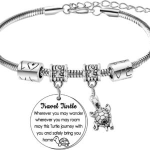 Travel Turtle Bracelet for Women Cute Turtle Charm Bracelets Travel Gifts for for Daughter Sister Best Friends Niece Birthday Gifts Good Luck Gift Tortoise Bracelet Jewelery Graduation Gifts for Her