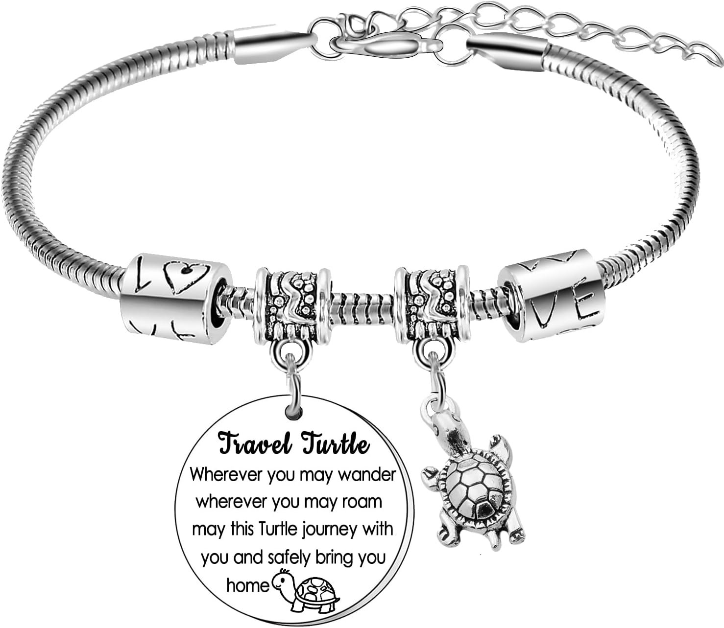 Travel Turtle Bracelet for Women Cute Turtle Charm Bracelets Travel Gifts for for Daughter Sister Best Friends Niece Birthday Gifts Good Luck Gift Tortoise Bracelet Jewelery Graduation Gifts for Her