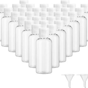 Dabacc 30 Pcs 2 oz Clear Plastic Empty Bottles with Flip Cap for Travel Size Liquids