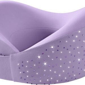 Skechers Shining Rhinestone Neck Pillow for Traveling,Memory Foam Bling Diamond Travel Neck Pillow for Airplane Travel Pillow for Flight Headrest Sleep, Portable Plane Accessories,Purple