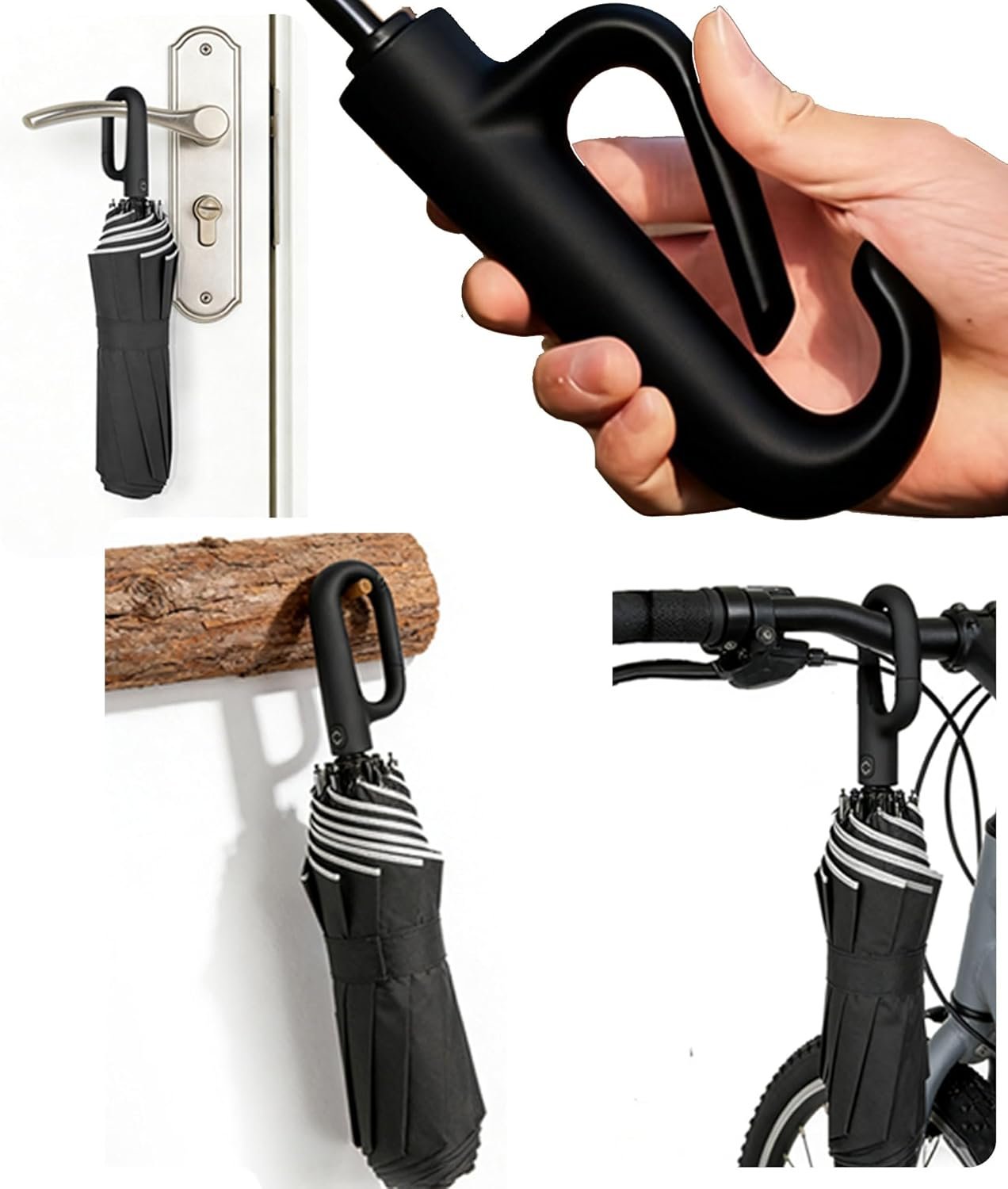 SIEPASA Travel Umbrella with Carabiner Handle - Windproof 10 Ribs Auto Open/Close for Rain & Sun Protection, Compact Portable Clip-on Backpack Design with Safety Reflective Strip. - Image 9