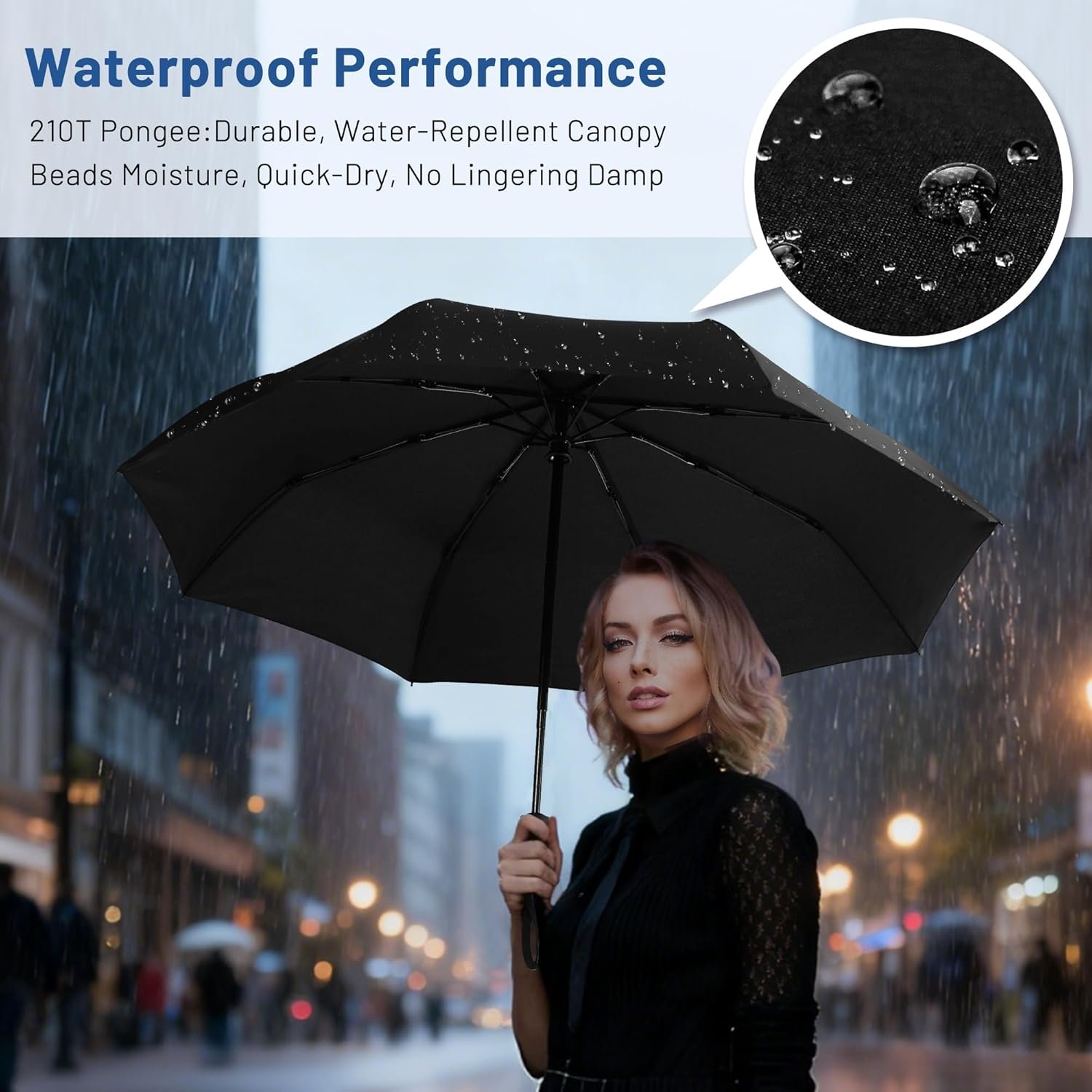 SY COMPACT Travel Umbrella for Rain, Windproof Automatic Compact Umbrella, UV Sun Protection, Lightweight Waterproof Travel Size for Backpack & Car, Factory Direct - Image 2