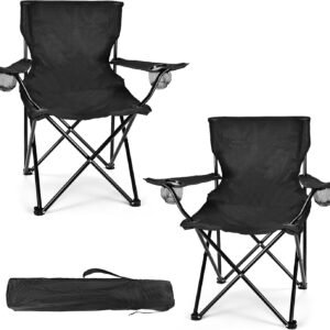 WEIDIORME 2 Pack Lightweight Camping Chairs for Adults & Teens, 250LBS Capacity Foldable Portable Chairs with Carry Bag, Compact Design for Camping, Beach, Picnics, and Outdoor Events