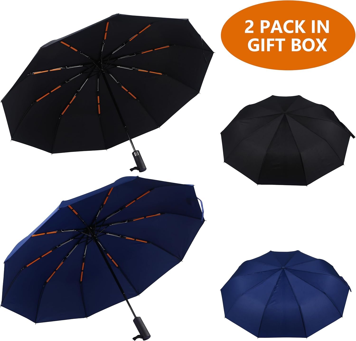 Bluinzi 46 Inch Compact Umbrellas for Rain - Travel Small Umbrella - Automatic Folding Umbrella - Windproof Portable Umbrella, Double 10-rib - Image 2