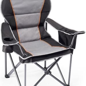 NEWBULIG Oversized Folding Camping Chair for Adults, Portable Outdoor Collapsible Chairs, 500 LBS Heavy Duty Support, with Cup Holders, for Lawn, Fishing, Hiking, Black