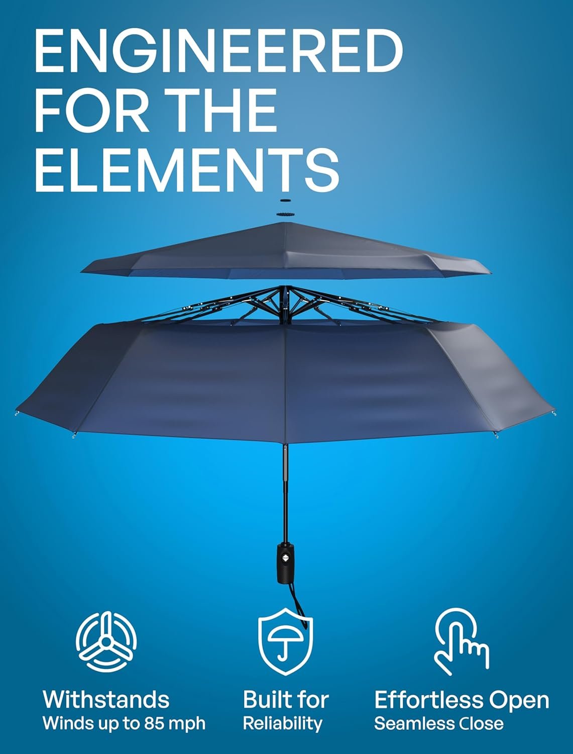 Repel Windproof Travel Umbrella - Compact & Withstands Winds up to 100MPH , Strongest Premium Auto Folding Umbrella for Rain and Sun - Durable, Light & Portable for Women & Men , Fits Backpack & Cars - Image 2