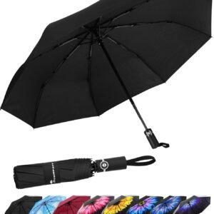SY COMPACT Travel Umbrella for Rain, Windproof Automatic Compact Umbrella, UV Sun Protection, Lightweight Waterproof Travel Size for Backpack & Car, Factory Direct