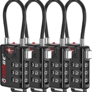 TSA Approved Cable Luggage Locks, Re-settable Combination with Alloy Body