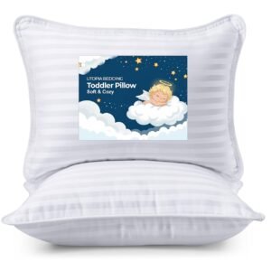 Utopia Bedding Toddler Pillow (White, 2 Pack), 13x18 Pillows for Sleeping, Soft and Breathable Cotton Blend Shell, Small Kids Pillow Perfect for Toddler Bed and Travel (Intended for Age 2 and up)