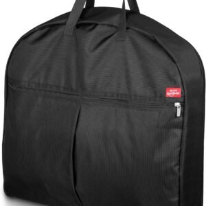 SLEEPING LAMB Heavy Duty Garment Bag for Travel, 43''Waterproof Suit Bag for Men Travel and Foldable Carry On Garment Bag for Hanging Clothes with Large Pocket in Business Trip, Black