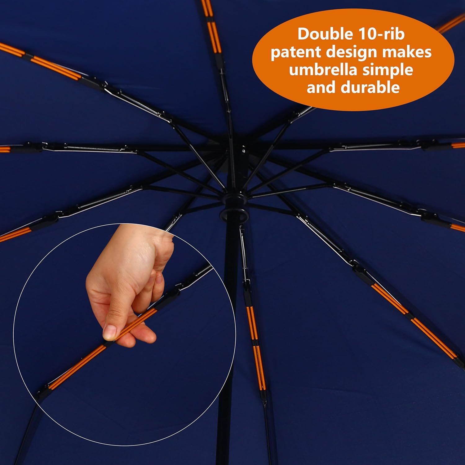 Bluinzi 46 Inch Compact Umbrellas for Rain - Travel Small Umbrella - Automatic Folding Umbrella - Windproof Portable Umbrella, Double 10-rib - Image 3