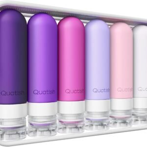 Quatish Travel Bottles for Toiletries 6 Pack, Original Patented Leakproof 3 oz Tsa Approved Travel Size Containers, BPA Free Silicone Shampoo and Conditioner Bottles, Cruise Camping Essentials, Purple