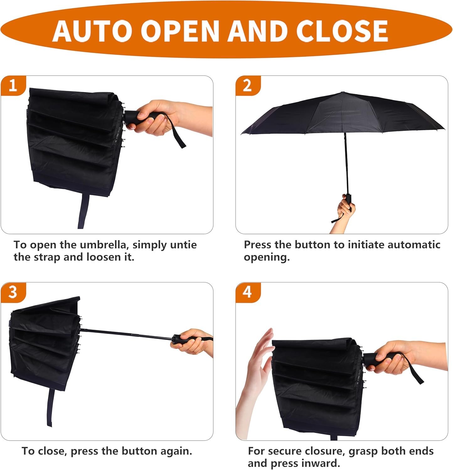Bluinzi 46 Inch Compact Umbrellas for Rain - Travel Small Umbrella - Automatic Folding Umbrella - Windproof Portable Umbrella, Double 10-rib - Image 5