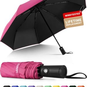 Seniny Windproof Travel Umbrella, Automatic Umbrellas for Rain, Portable & Compact Umbrellas for Backpack, Strong UV for Protection, Folding Small Sun Umbrella for Car, Walking
