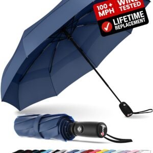 Repel Windproof Travel Umbrella - Compact & Withstands Winds up to 100MPH , Strongest Premium Auto Folding Umbrella for Rain and Sun - Durable, Light & Portable for Women & Men , Fits Backpack & Cars