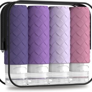 Silevoler Travel Bottles for Toiletries, TSA Approved Silicone Travel Size Containers for Toiletries, BPA Free Leak Proof Refillable Essentials Accessories, Shampoo and Conditioner Bottles (Purple)