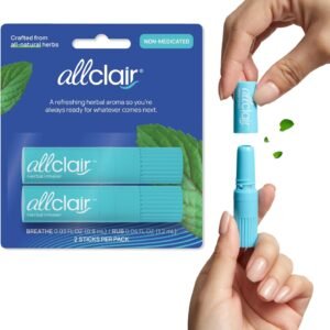 Allclair Nausea Relief Inhaler for Motion & Morning Sickness – Fast-Acting, Non-Drowsy, Natural Alternative to Pills & Patches, Travel Essential (2 Inhalers)