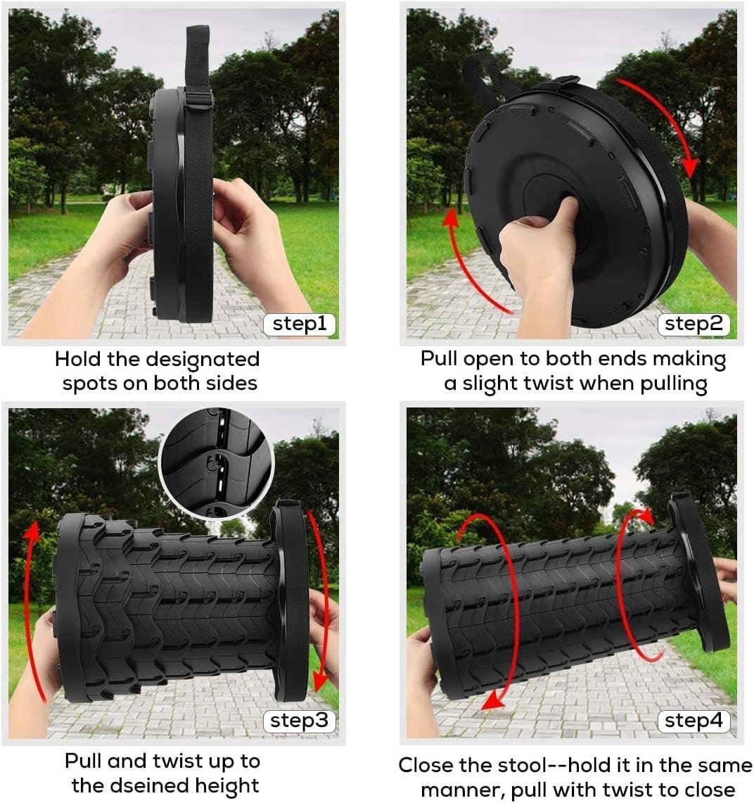 Fishboy Upgraded Collapsible Stool, 400lbs Max Weight, Lightweight But Sturdy, Portable Retractable Folding Telescoping Foldable Camping Stool for Adults Outdoor Fishing Hiking BBQ - Image 4